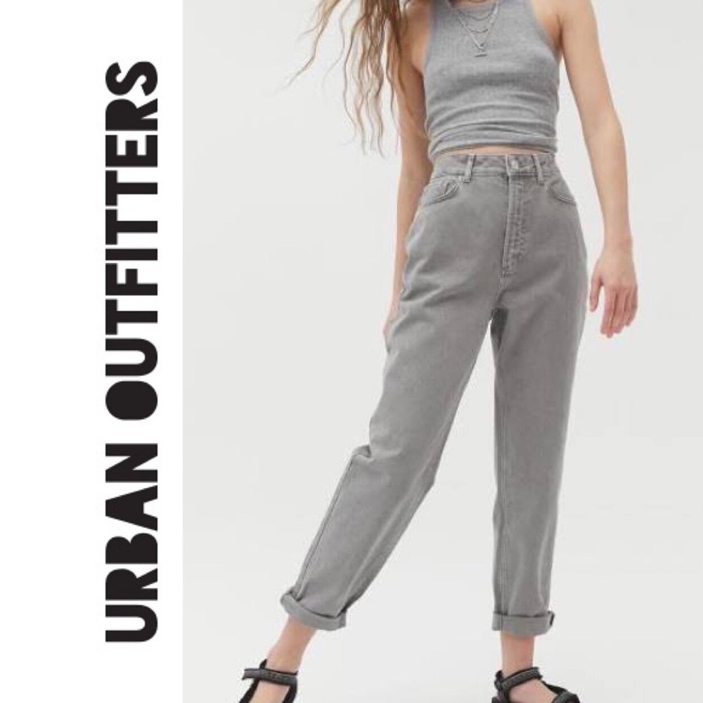 URBAN OUTFITTERS BDG Grey Wash Mom High Rise Jeans